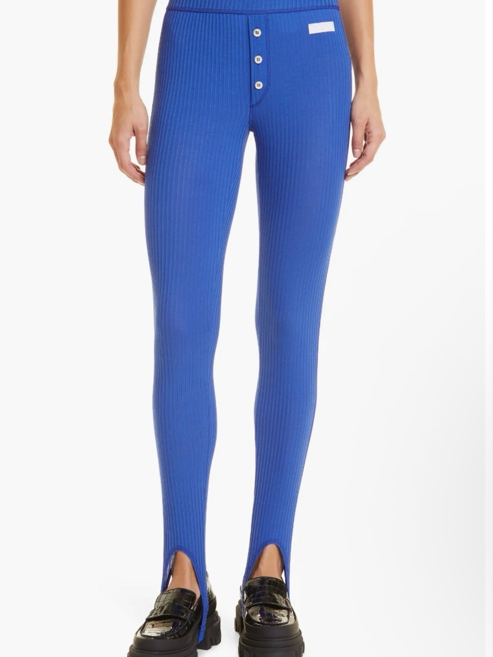 NWOT Ganni Rib Stirrup Leggings Pants in Dazzling Blue Loungewear S